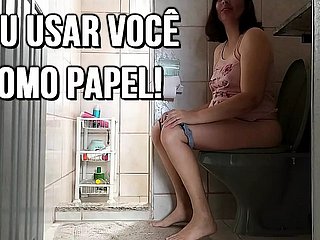Vợ sử dụng cuckold của cô ấy như một tờ giấy người trong nhà vệ sinh